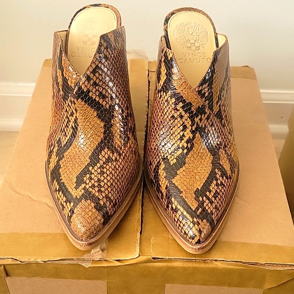 Vince Camuto Snake Mules